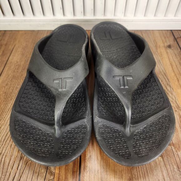 Telic Energy Flip Flops Mens Sz 10 L Black Slip On Comfort Gym Recovery Sandals - Picture 8 of 10